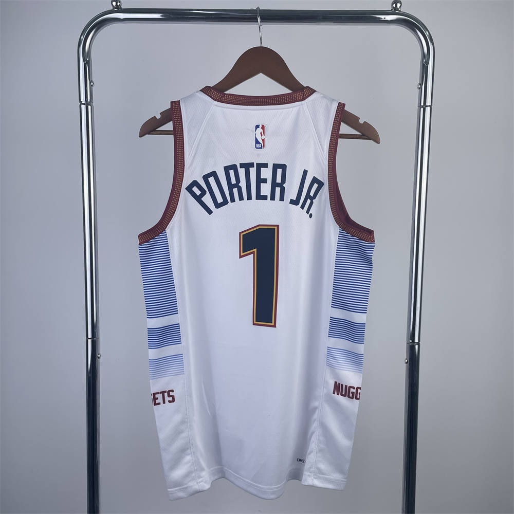 NBA Denver Nuggets Round Neck White jersey PORTER#1 S-XXL