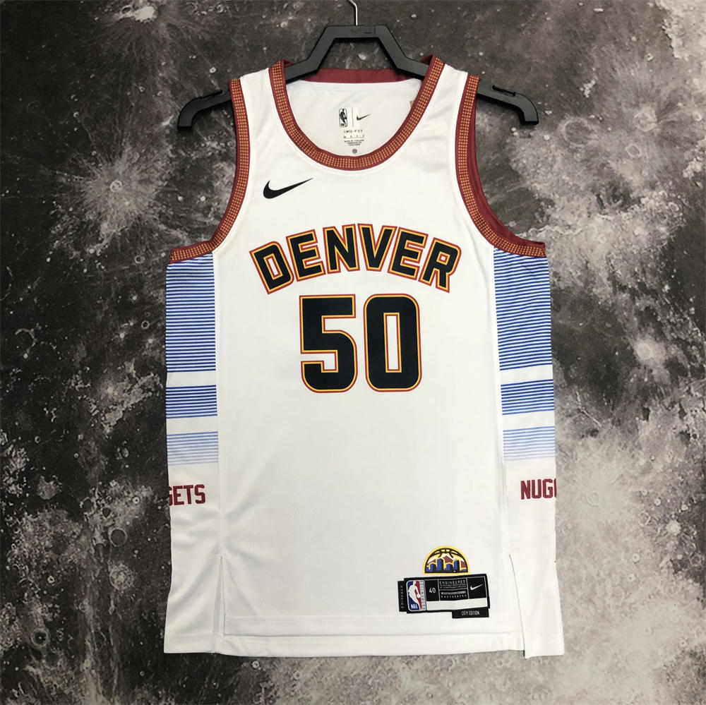 NBA Denver Nuggets Round Neck White jersey GORDEN#50 S-XXL