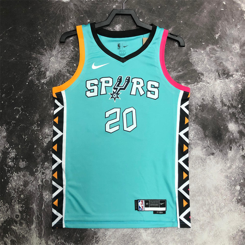 NBA San Antonio Spurs V-Neck Cyan jersey GINOBILI#20 S-XXL