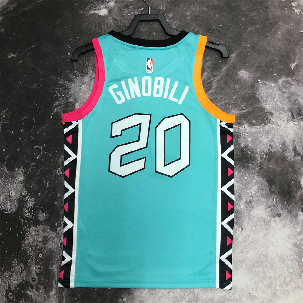 NBA San Antonio Spurs V-Neck Cyan jersey GINOBILI#20 S-XXL