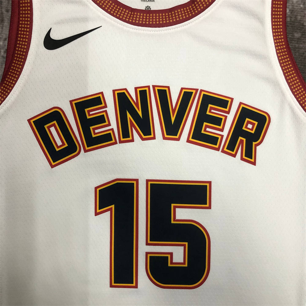 NBA Denver Nuggets Round Neck White jersey Jokić#15 S-XXL
