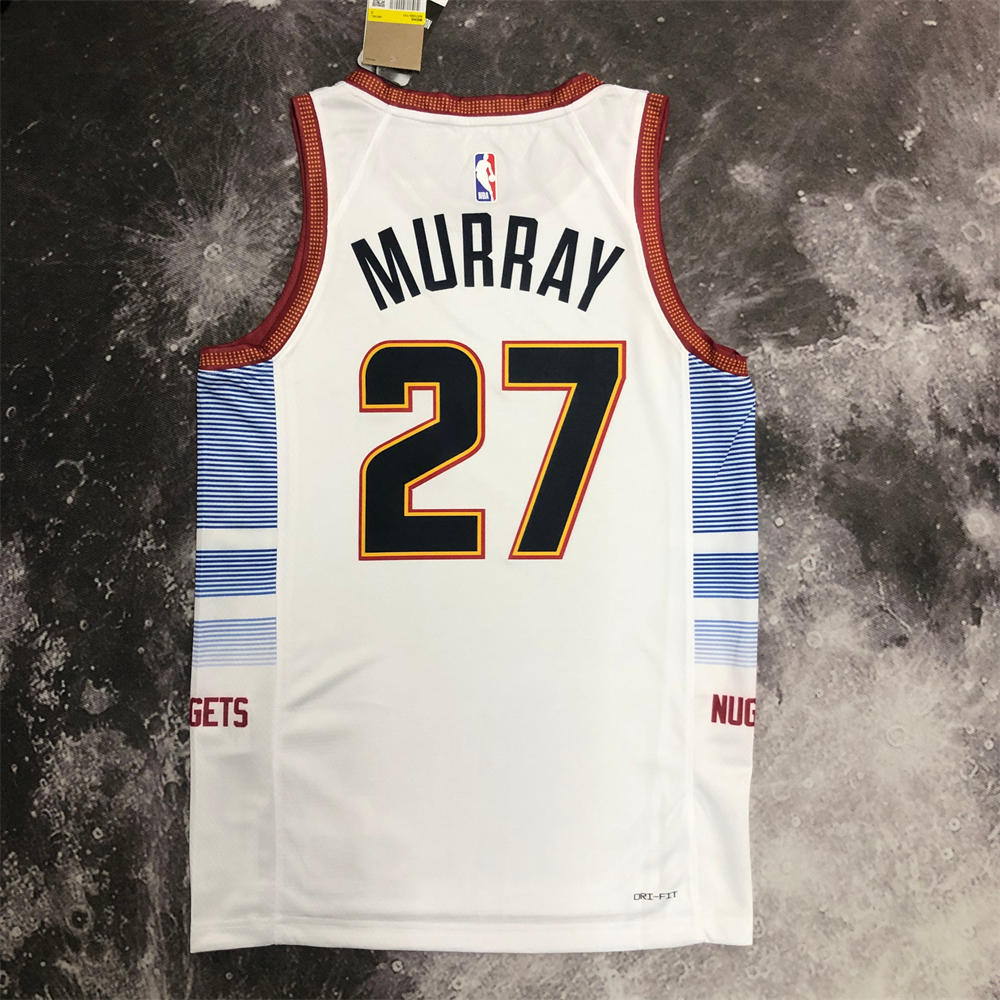 NBA Denver Nuggets Round Neck White jersey MURRAY#27 S-XXL