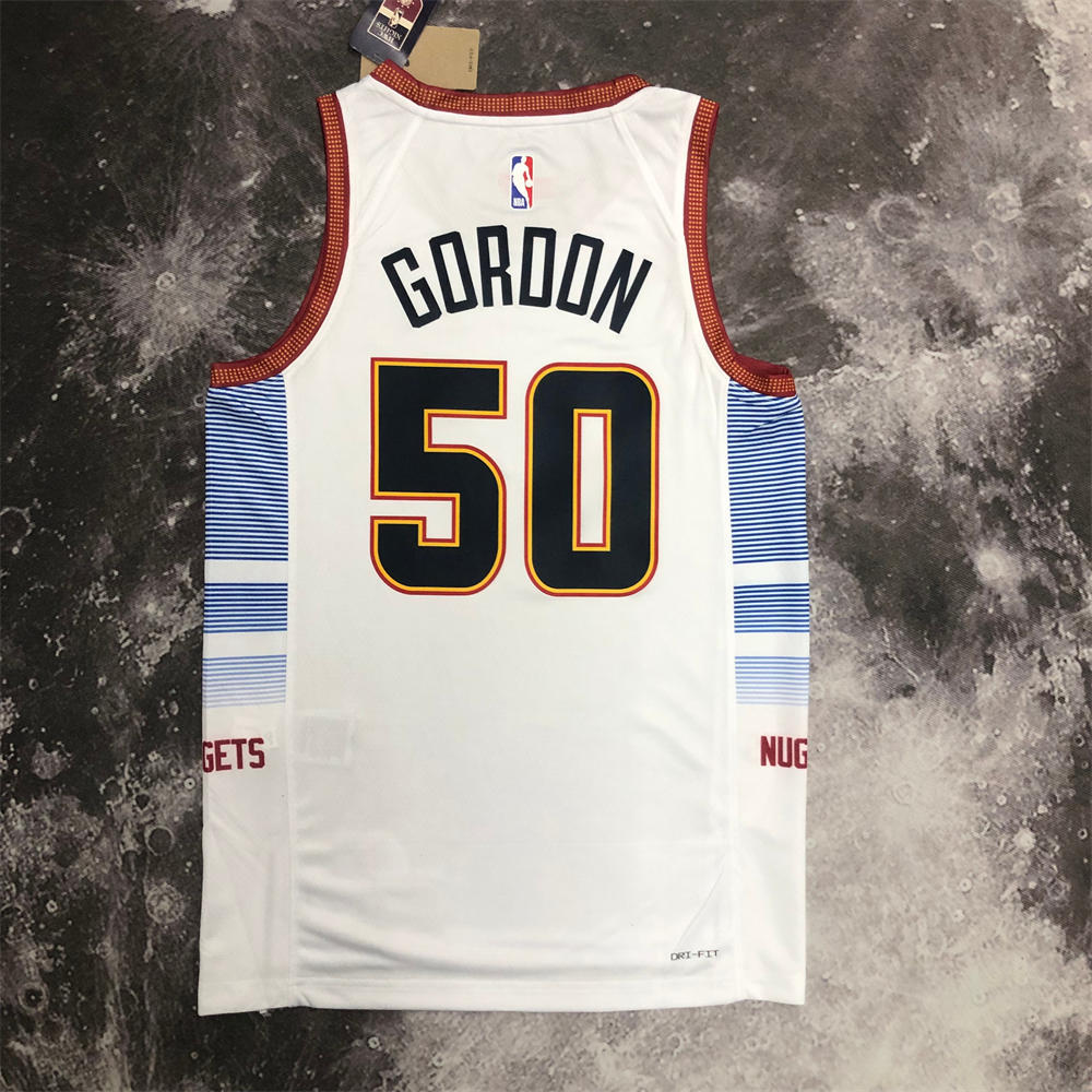 NBA Denver Nuggets Round Neck White jersey GORDEN#50 S-XXL