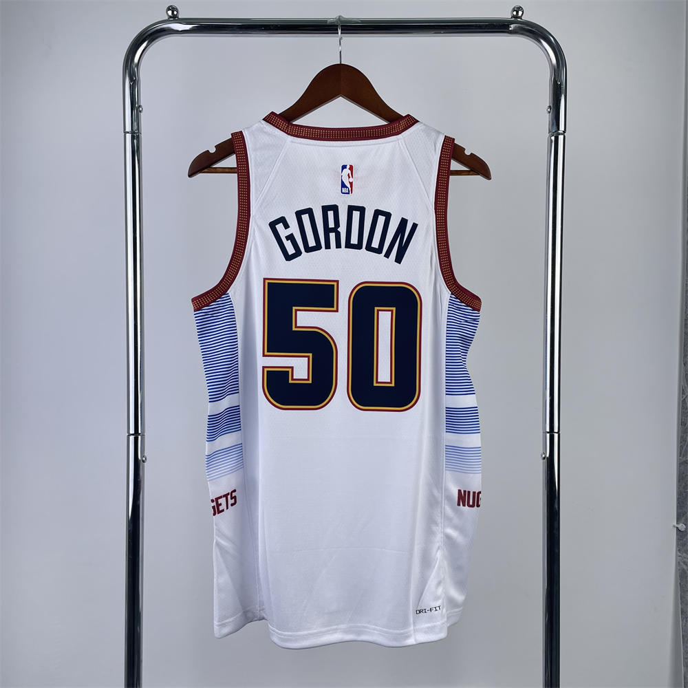 NBA Denver Nuggets Round Neck White jersey GORDEN#50 S-XXL