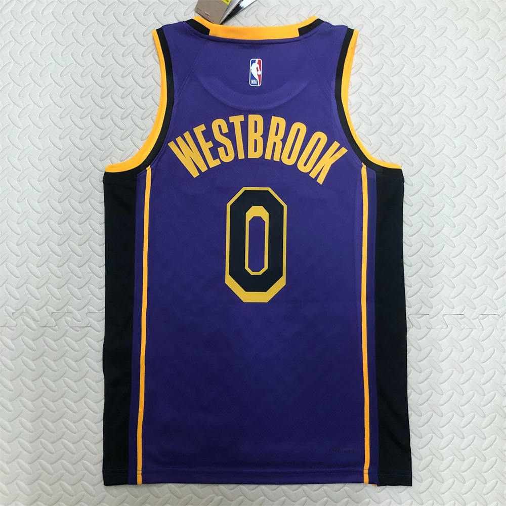 NBA Los Angeles Lakes Round Neck Purple Jersey WESTBROOK#0 S-XXL