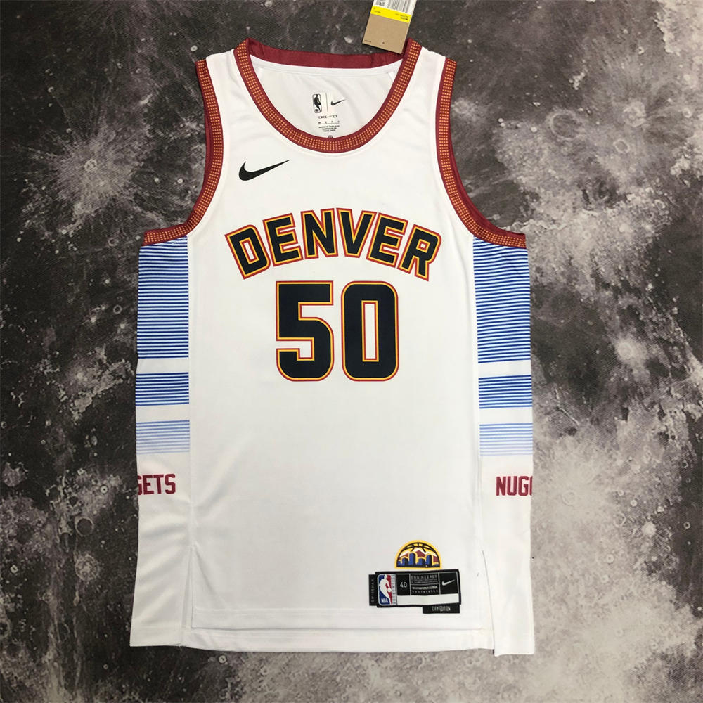 NBA Denver Nuggets Round Neck White jersey GORDEN#50 S-XXL
