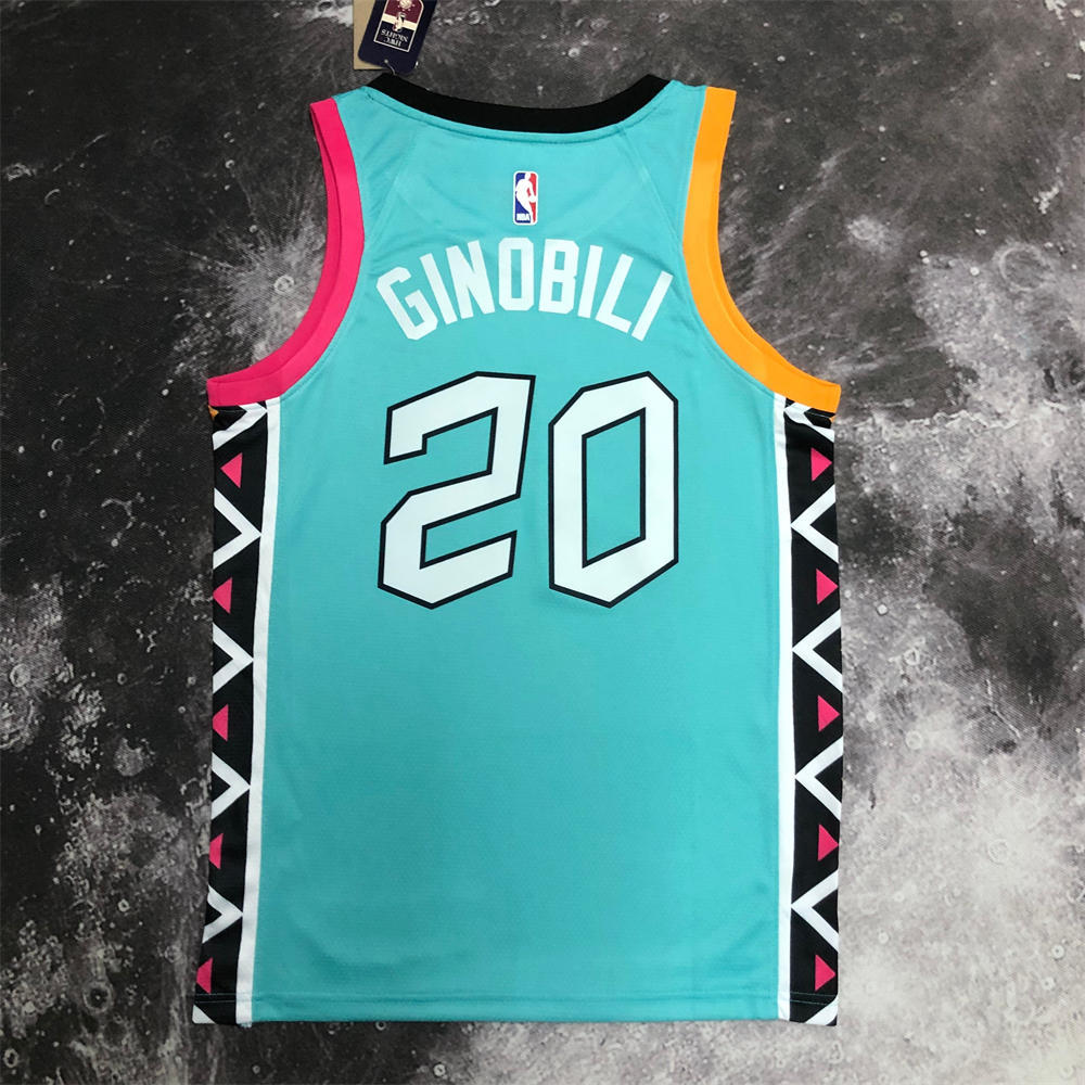 NBA San Antonio Spurs V-Neck Cyan jersey GINOBILI#20 S-XXL