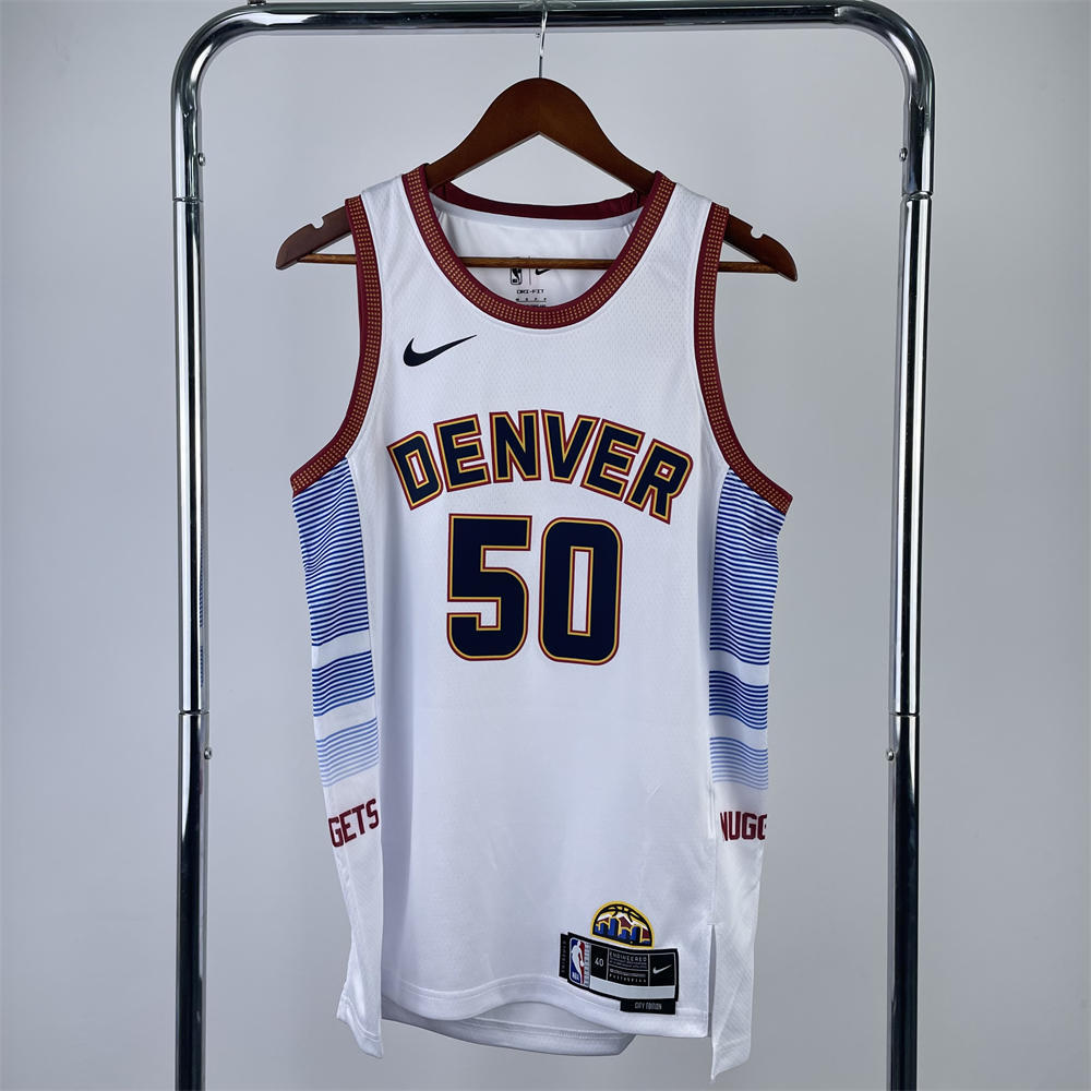 NBA Denver Nuggets Round Neck White jersey GORDEN#50 S-XXL