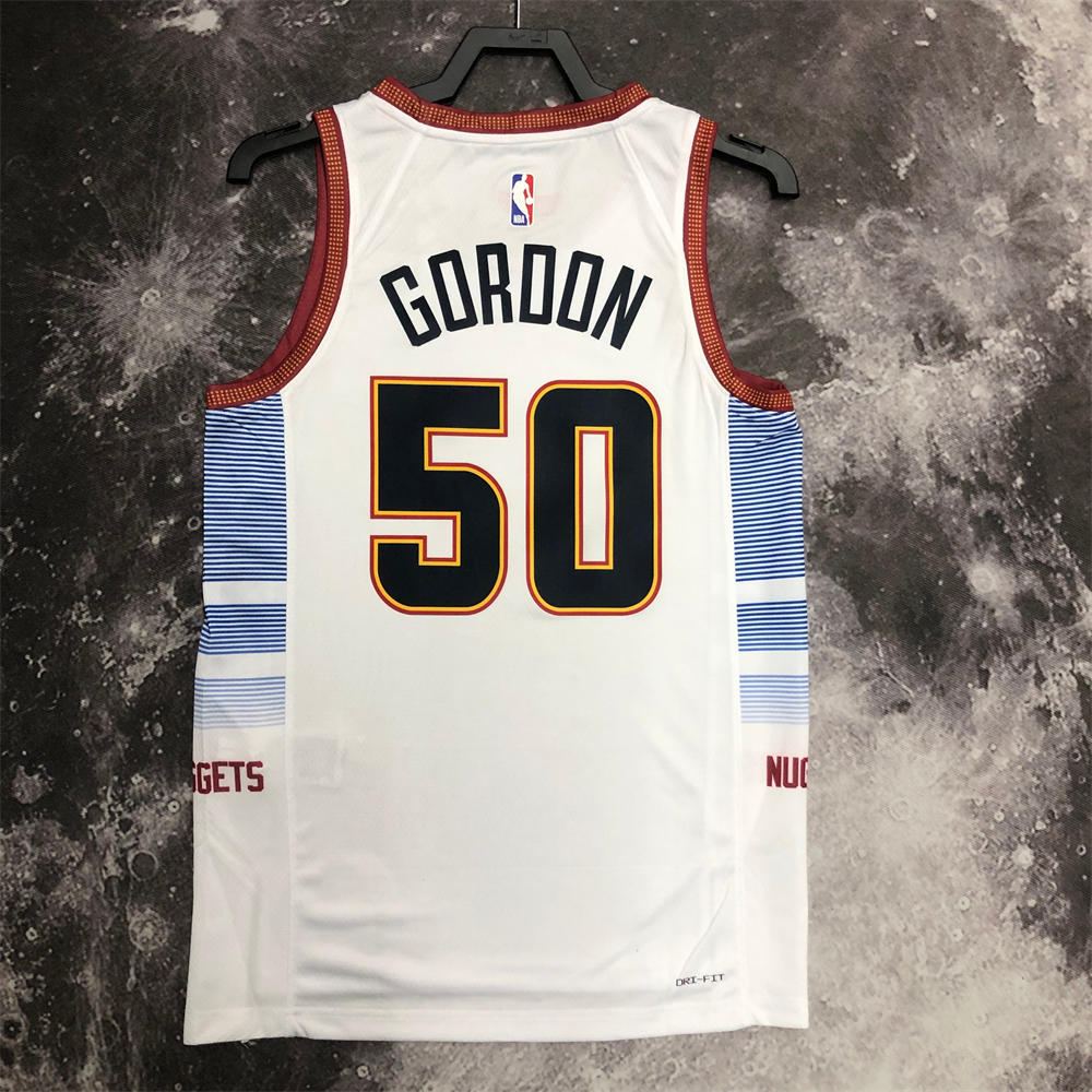 NBA Denver Nuggets Round Neck White jersey GORDEN#50 S-XXL