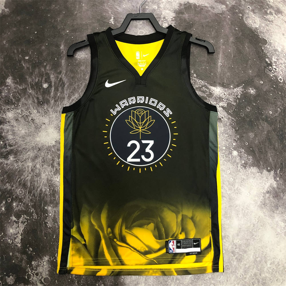 NBA Golden State Warriors V-Neck Black City Edition Jersey GREEN#23 S-XXL