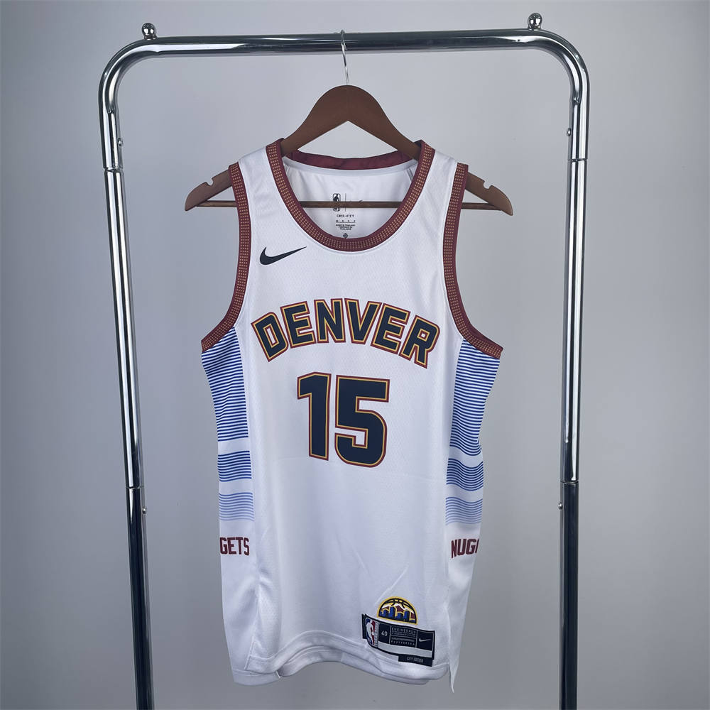 NBA Denver Nuggets Round Neck White jersey Jokić#15 S-XXL