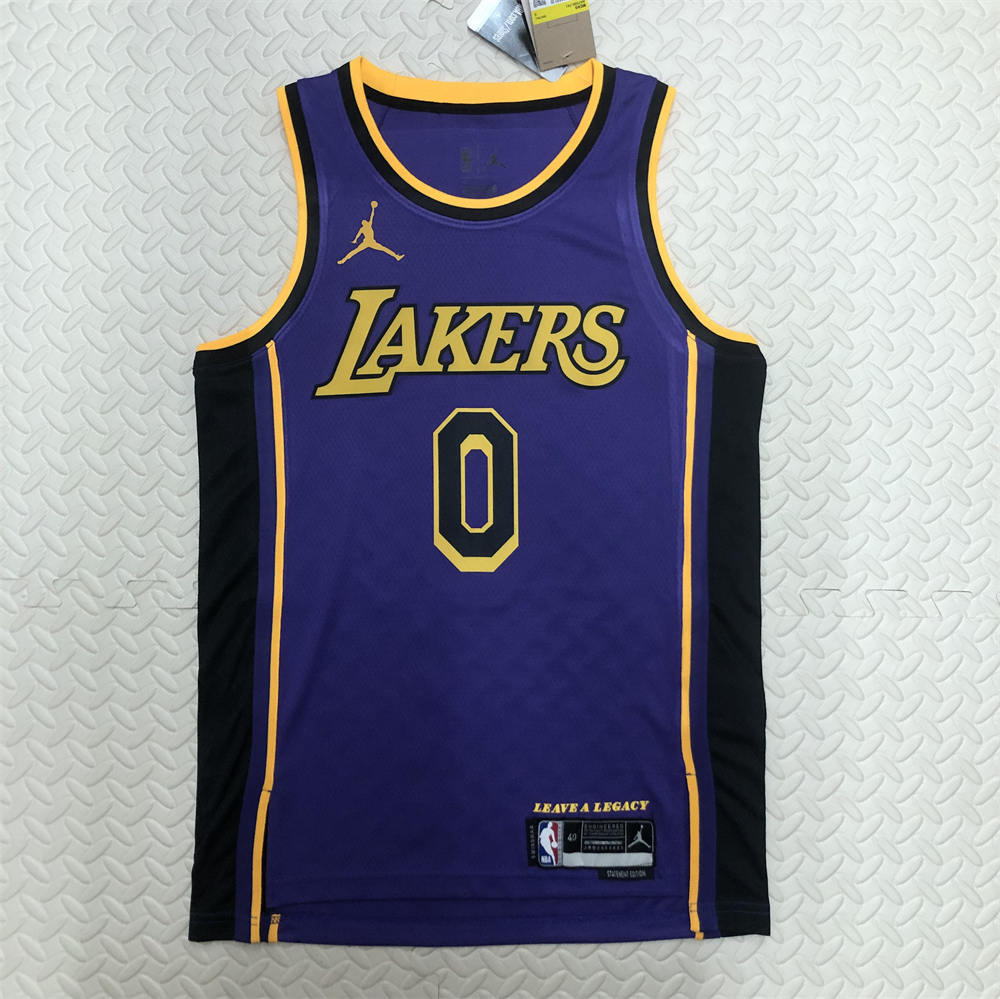 NBA Los Angeles Lakes Round Neck Purple Jersey WESTBROOK#0 S-XXL