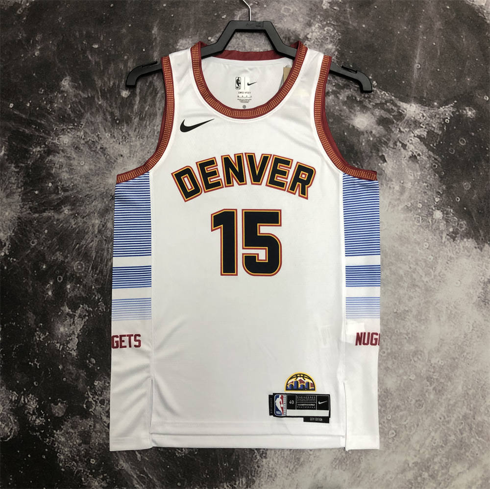 NBA Denver Nuggets Round Neck White jersey Jokić#15 S-XXL