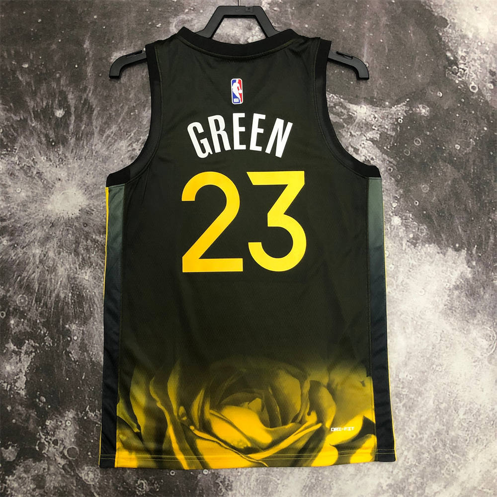 NBA Golden State Warriors V-Neck Black City Edition Jersey GREEN#23 S-XXL