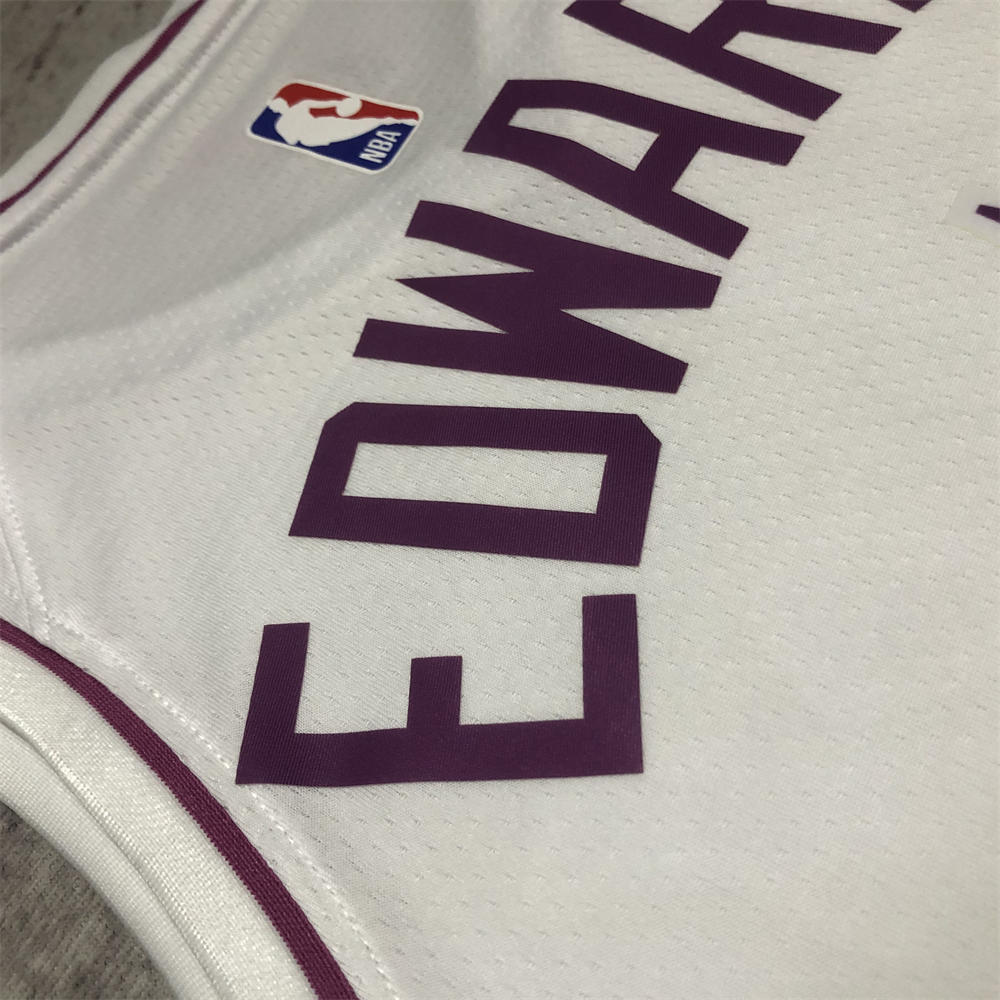 NBA Minnesota Timberwolves V-Neck White Jersey EDWARDS#1 S-XXL