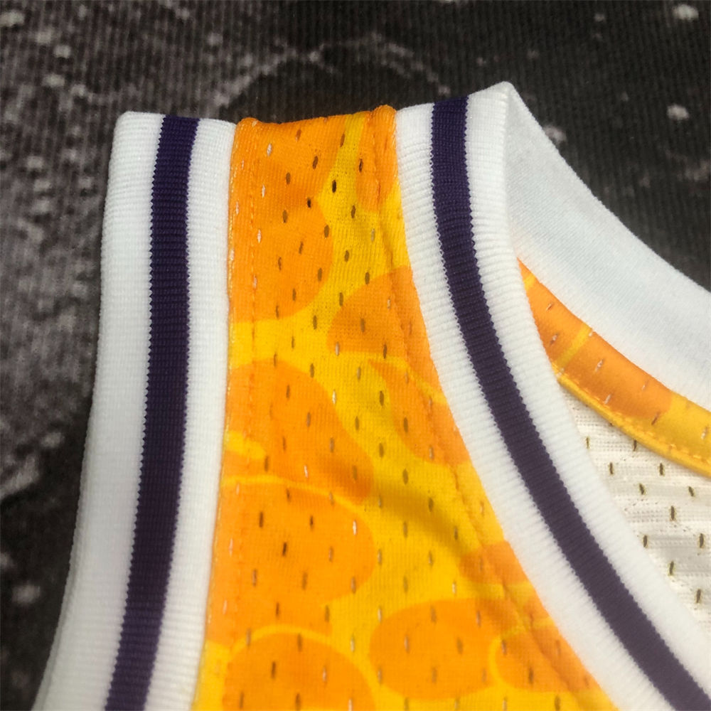 NBA Los Angeles Lakers BAPE×M&N BAPE#93 Gold Hardwood Classics Swingman Jersey S-XXL