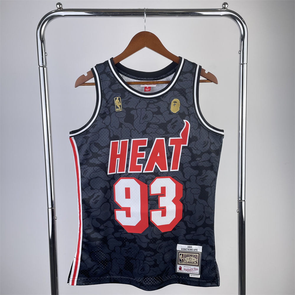 NBA Miami Heat BAPE×M&N BAPE#93 Black Hardwood Classics Swingman Jersey S-XXL