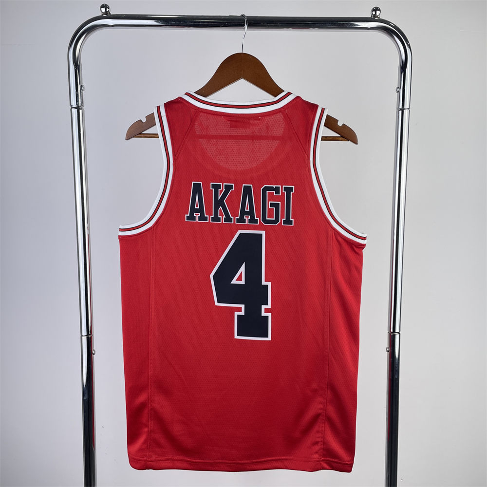 NBA SHOHOKU Round Neck Red Jersey AKAGI#4 S-XXL