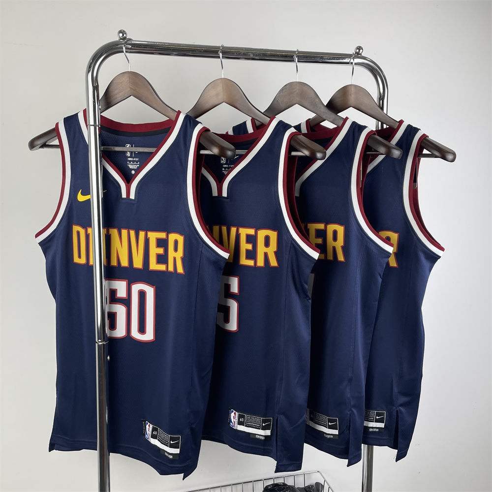 NBA Denver Nuggets Round Neck Dark Blue jersey Jokić#15 S-XXL