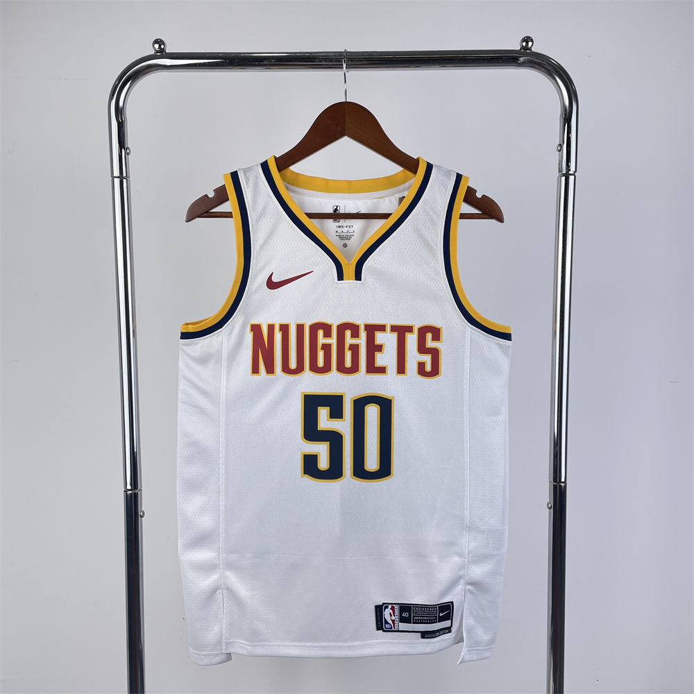 NBA Denver Nuggets Round Neck White jersey GORDEN#50 S-XXL