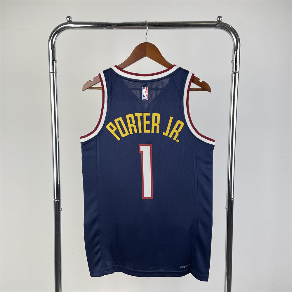 NBA Denver Nuggets Round Neck Dark Blue jersey PORTER#1 S-XXL