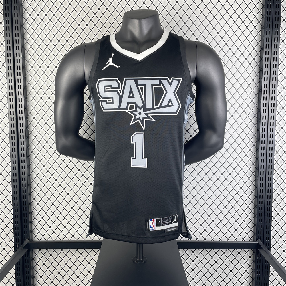 NBA San Antonio Spurs V-Neck Black jersey WENBANYAMA#1 S-XXL