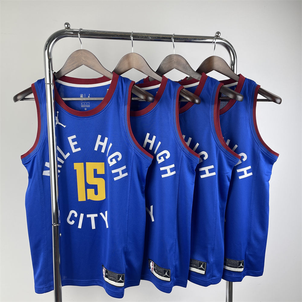 NBA Denver Nuggets Round Neck Blue jersey Jokić#15 S-XXL