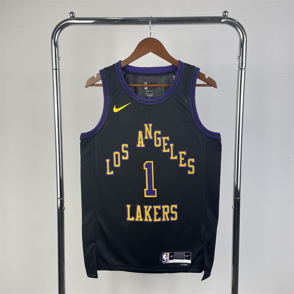 NBA Los Angeles Lakes 2024 Round Neck City Edition Black Jersey RUSSELL#1 S-XXL