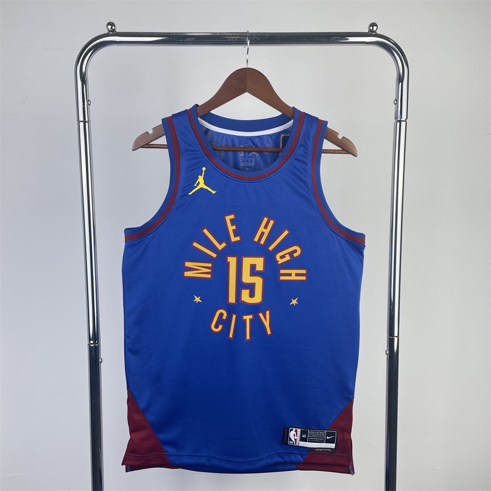 NBA Denver Nuggets 2024 Round Neck Blue jersey Jokić#15 S-XXL