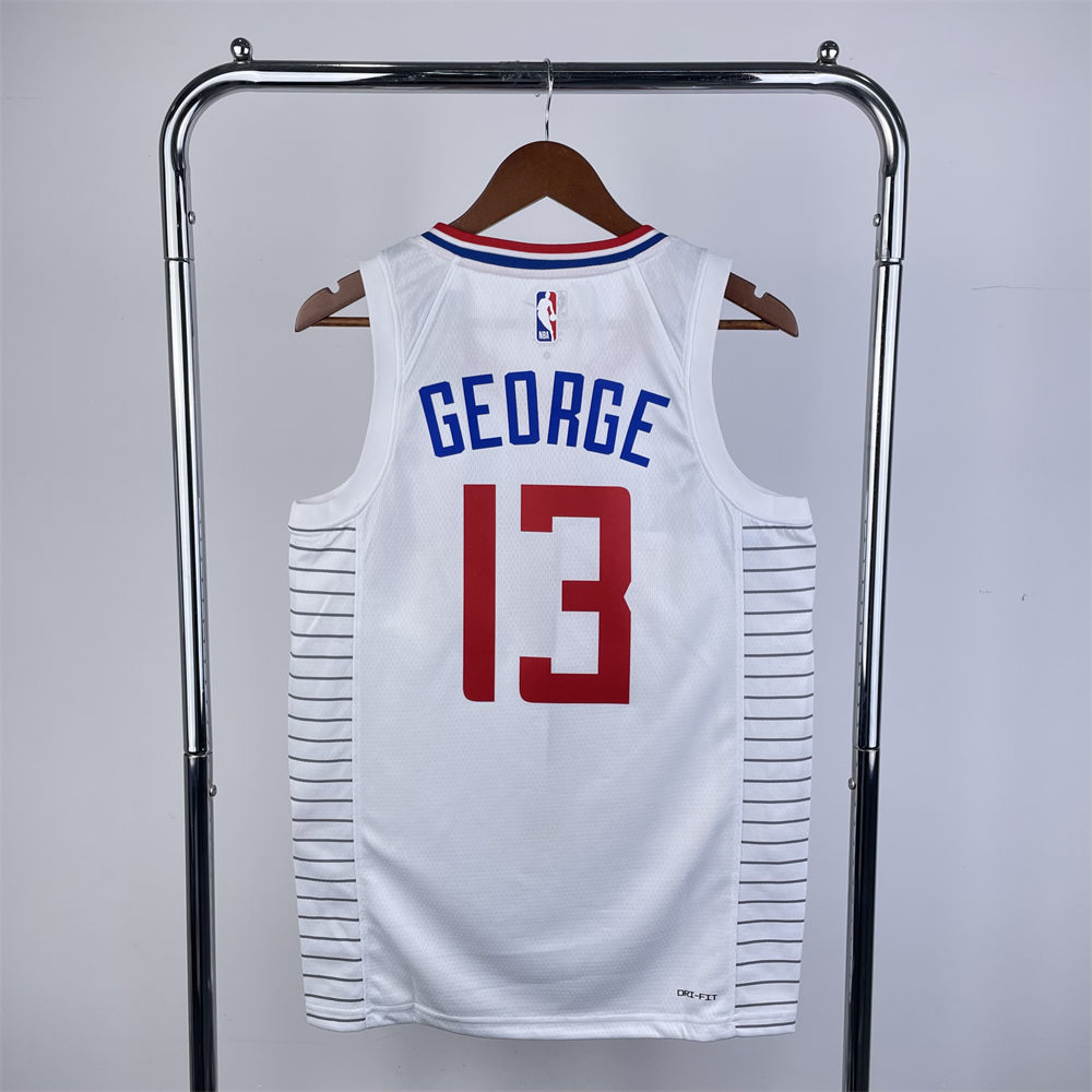 NBA Los Angeles Clippers 2023 V-Neck White Jersey GEORGE#13 S-XXL