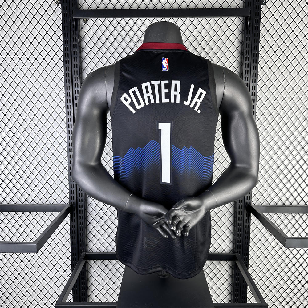 NBA Denver Nuggets 2024 City Edition Round Neck Black jersey PORTER JR.#1 S-XXL