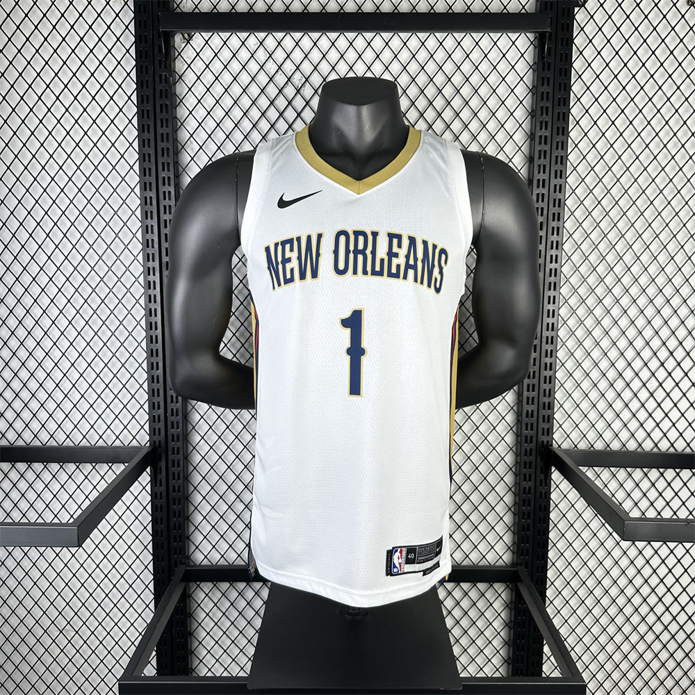 NBA New Orleans Pelicans 2023 V-Neck White jersey WILLIAMSON#1 S-XXL