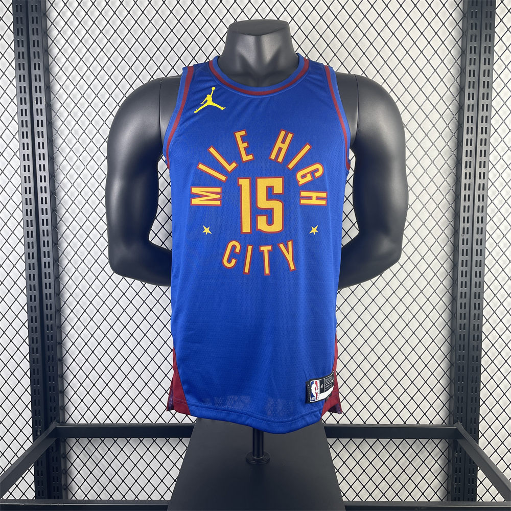 NBA Denver Nuggets 2024 Round Neck Blue jersey Jokić#15 S-XXL
