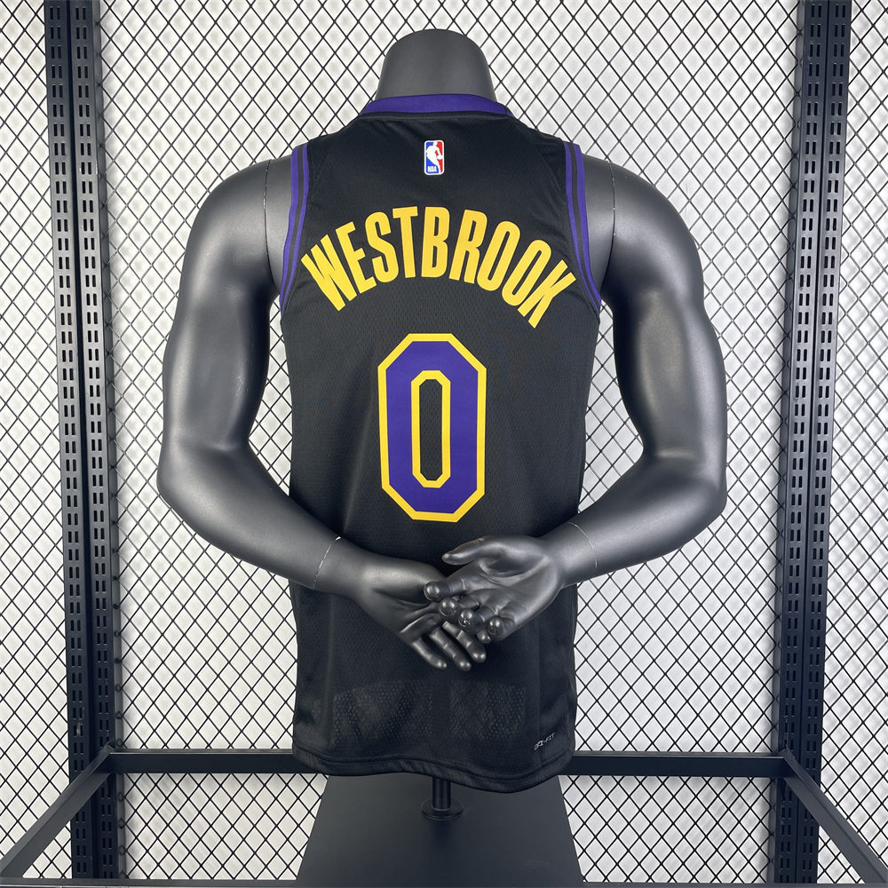 NBA Los Angeles Lakes 2024 Round Neck City Edition Black Jersey WESTBROOK#0 S-XXL