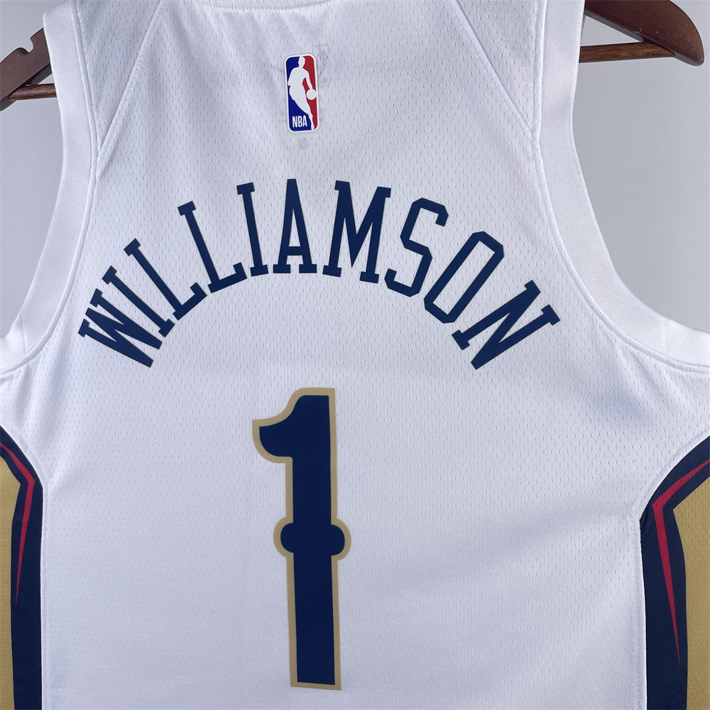 NBA New Orleans Pelicans 2023 V-Neck White jersey WILLIAMSON#1 S-XXL