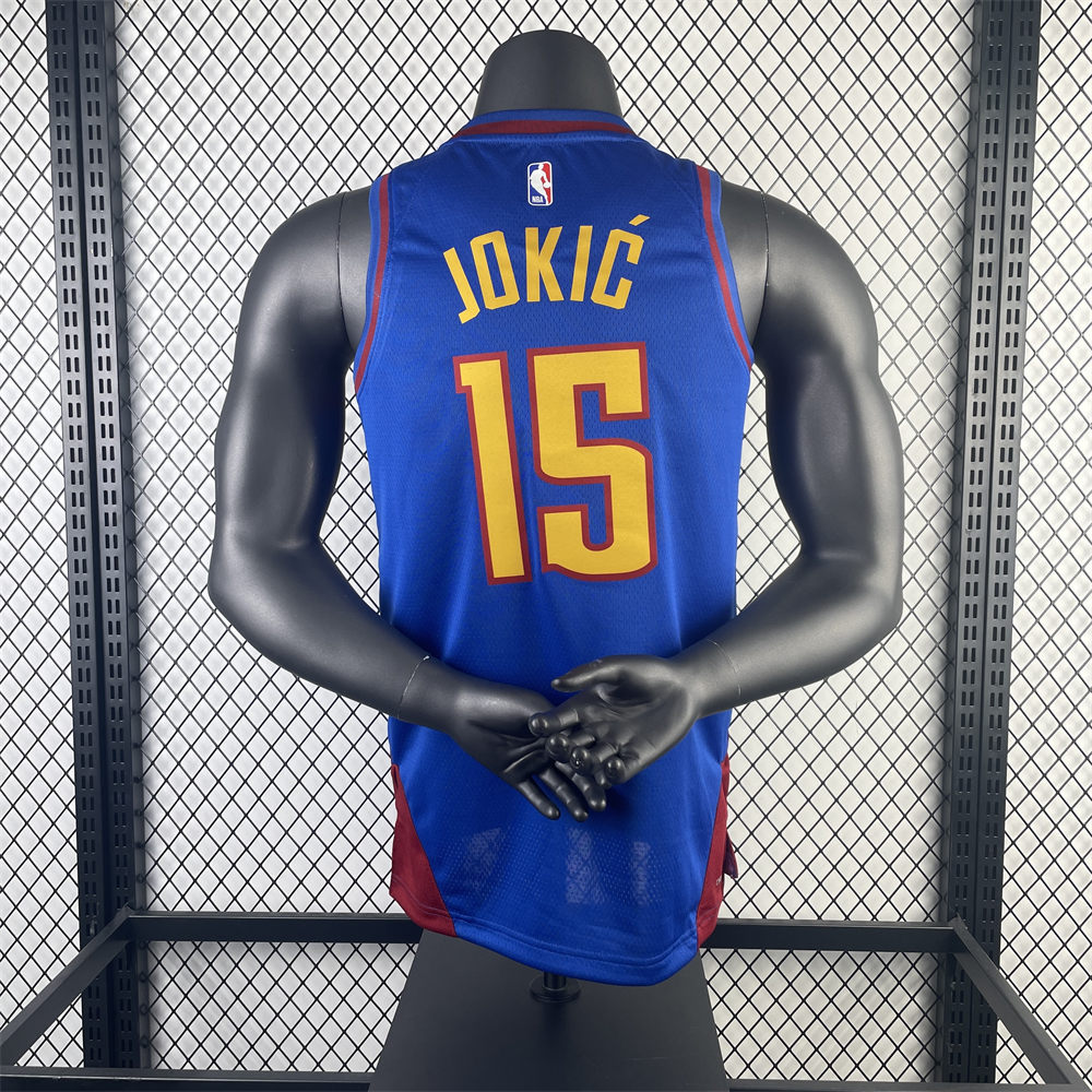 NBA Denver Nuggets 2024 Round Neck Blue jersey Jokić#15 S-XXL