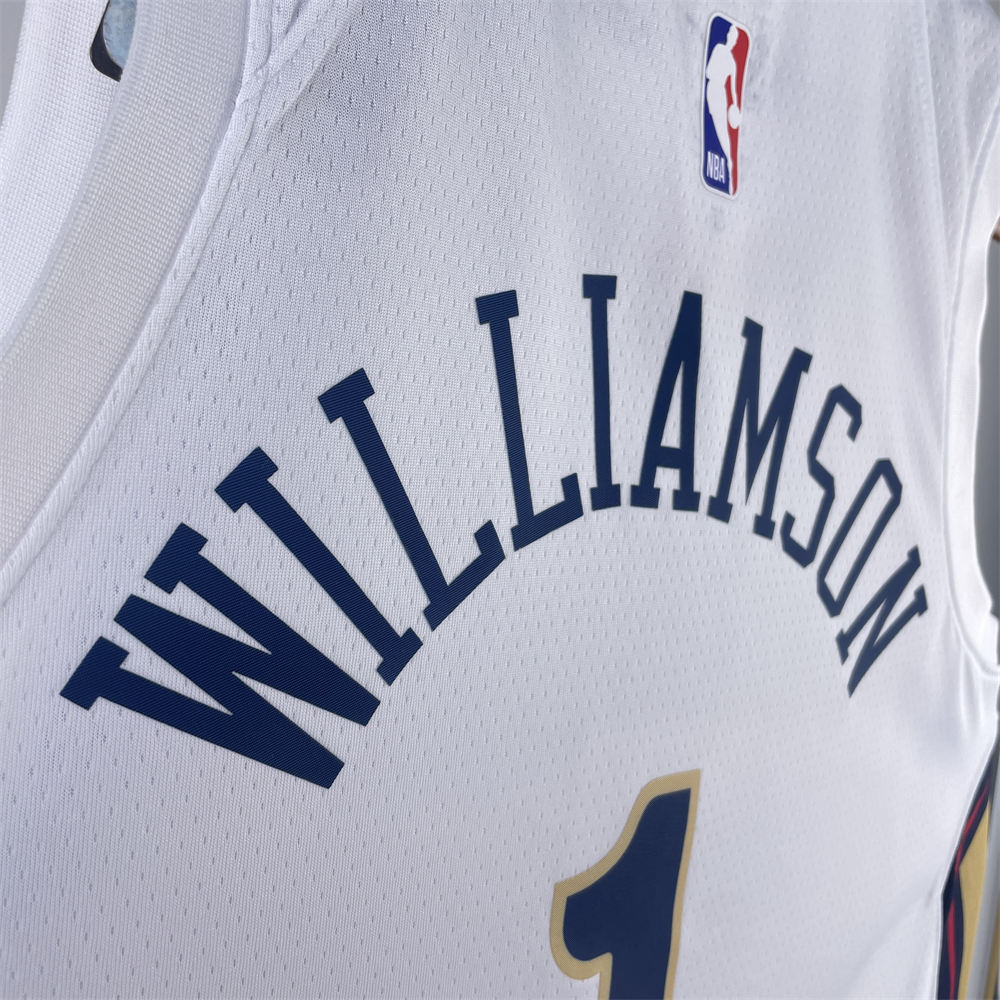 NBA New Orleans Pelicans 2023 V-Neck White jersey WILLIAMSON#1 S-XXL