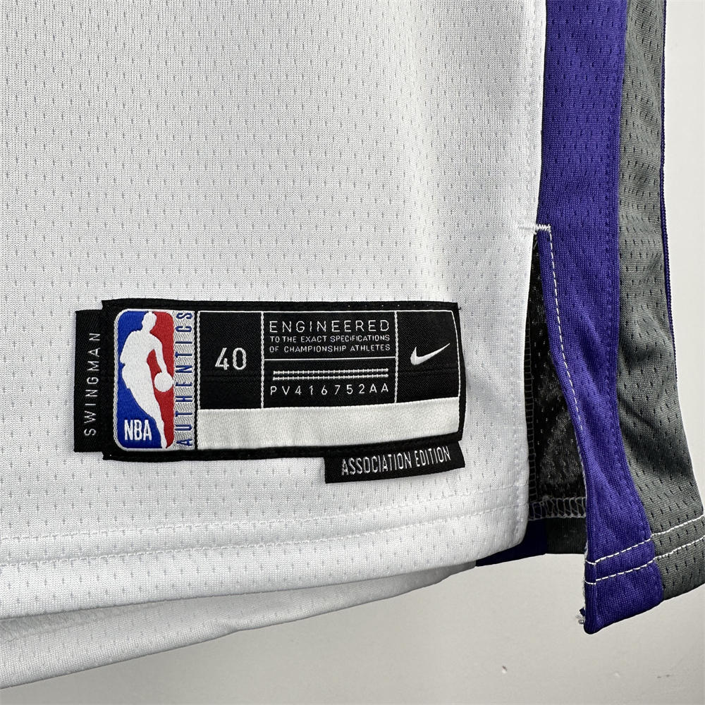 NBA Scaramento Kings 2024 V-Neck White jersey FOX#5 S-XXL
