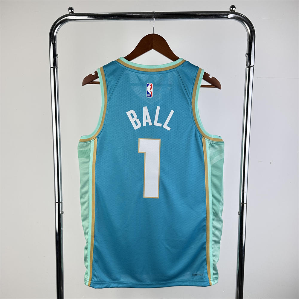 NBA Charlotte Hornets 2024 City Edition V-Neck Jersey BALL#1 S-XXL