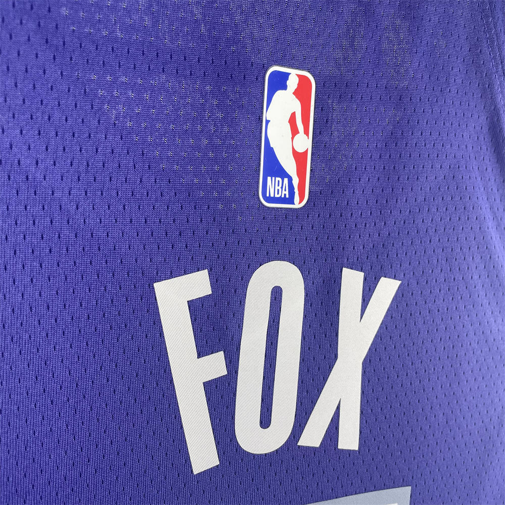 NBA Scaramento Kings 2024 V-Neck Purple jersey FOX#5 S-XXL