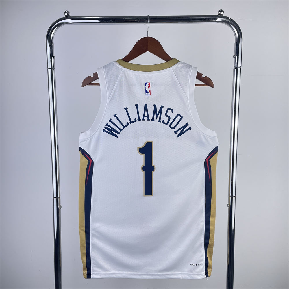 NBA New Orleans Pelicans 2023 V-Neck White jersey WILLIAMSON#1 S-XXL