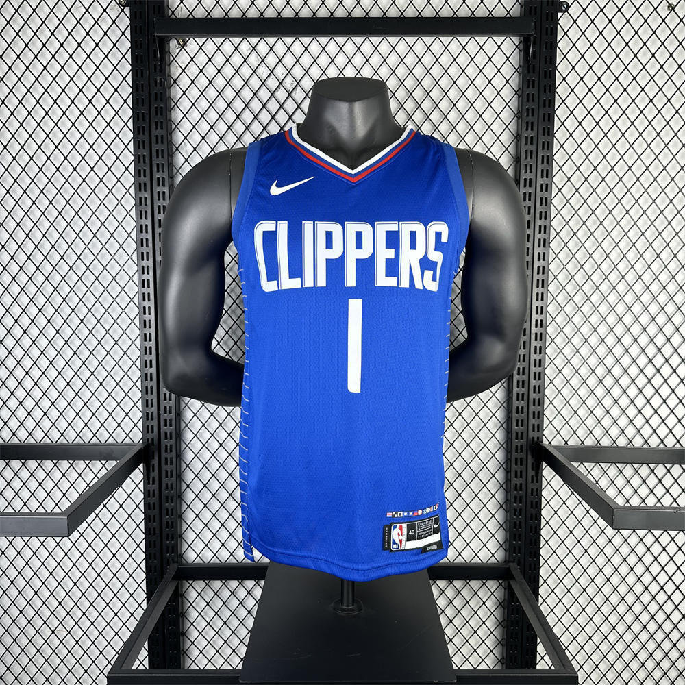 NBA Los Angeles Clippers 2023 V-Neck Blue Jersey HARDEN#1 S-XXL