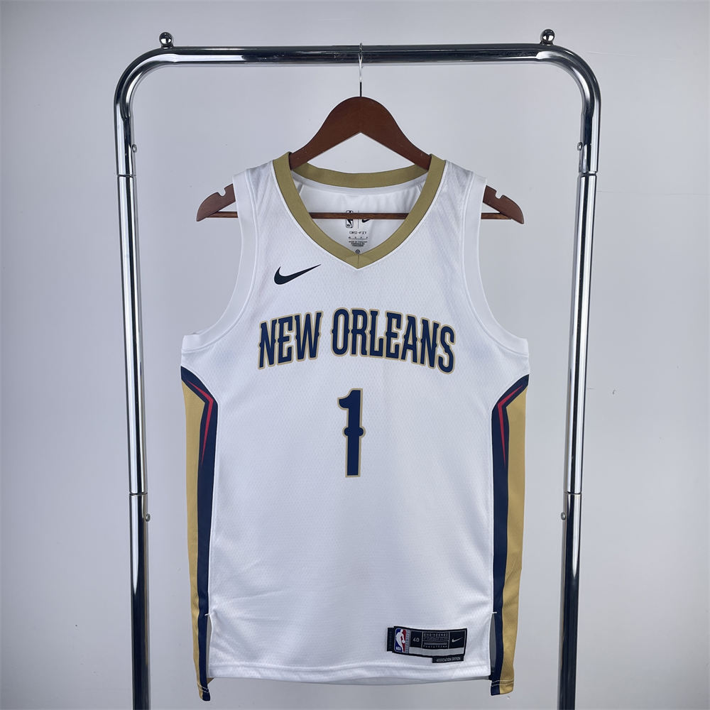 NBA New Orleans Pelicans 2023 V-Neck White jersey WILLIAMSON#1 S-XXL