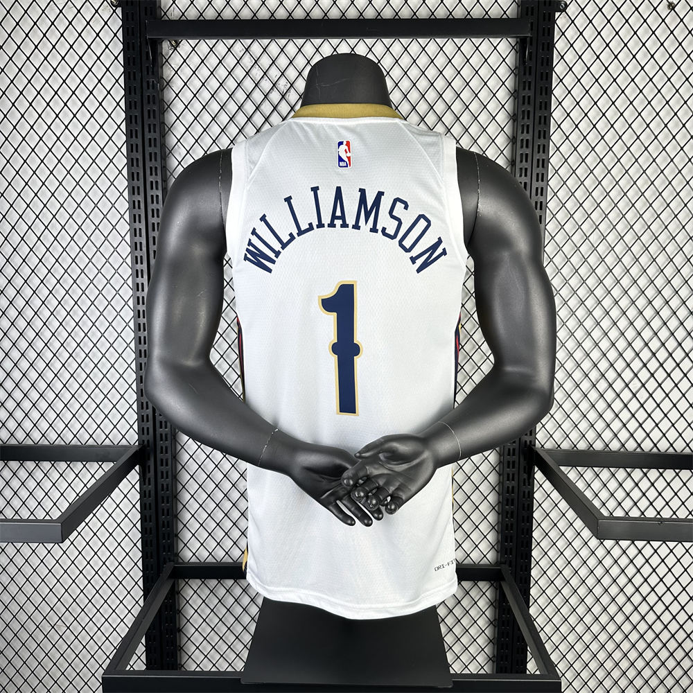 NBA New Orleans Pelicans 2023 V-Neck White jersey WILLIAMSON#1 S-XXL