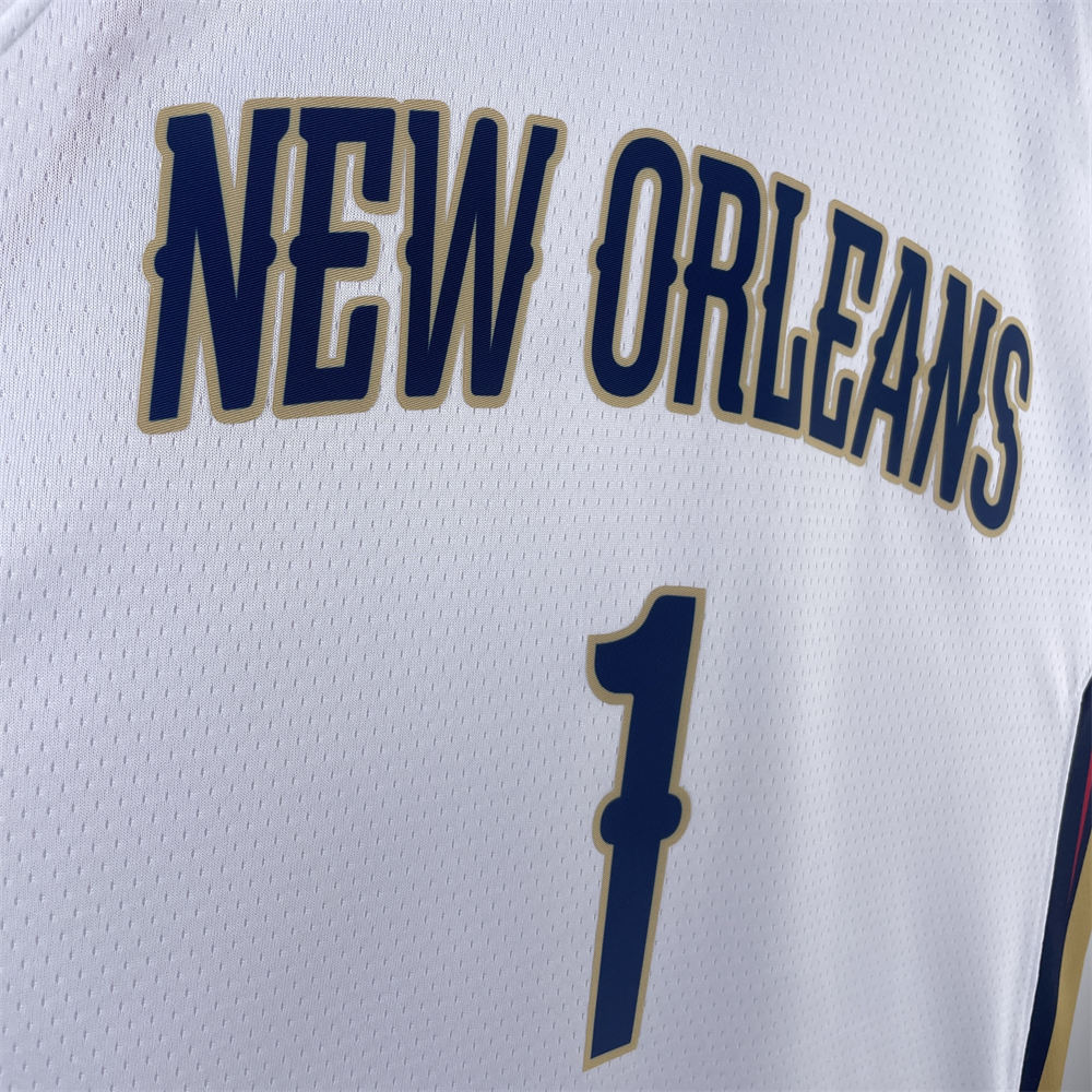 NBA New Orleans Pelicans 2023 V-Neck White jersey WILLIAMSON#1 S-XXL
