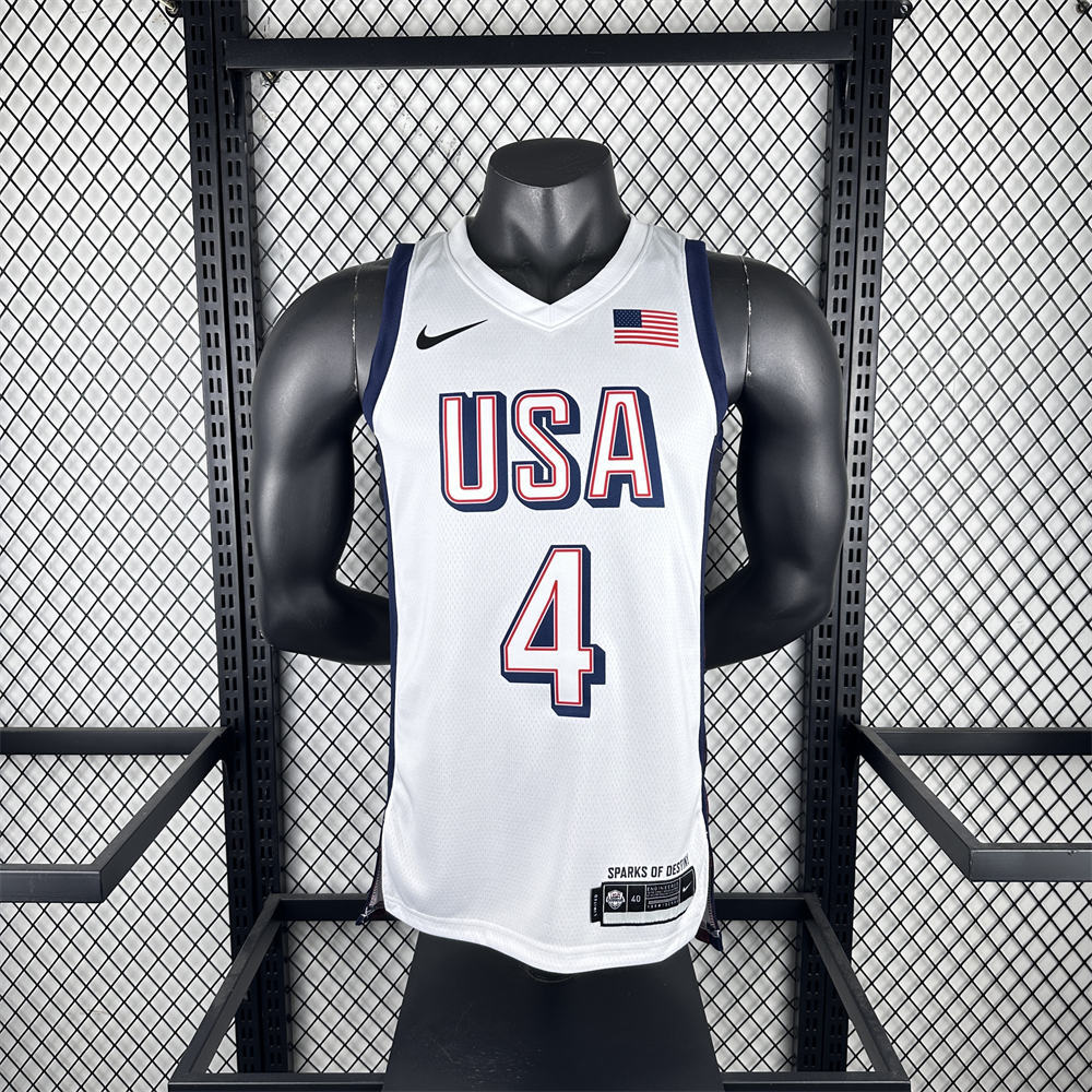 NBA USA 2024 Olympic Games White jersey CURRY#4 S-XXL