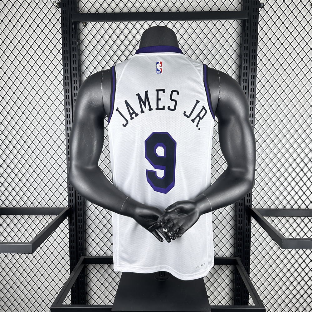 NBA Los Angeles Lakes Round Neck City Edition White Jersey JAMES JR.#9 S-XXL