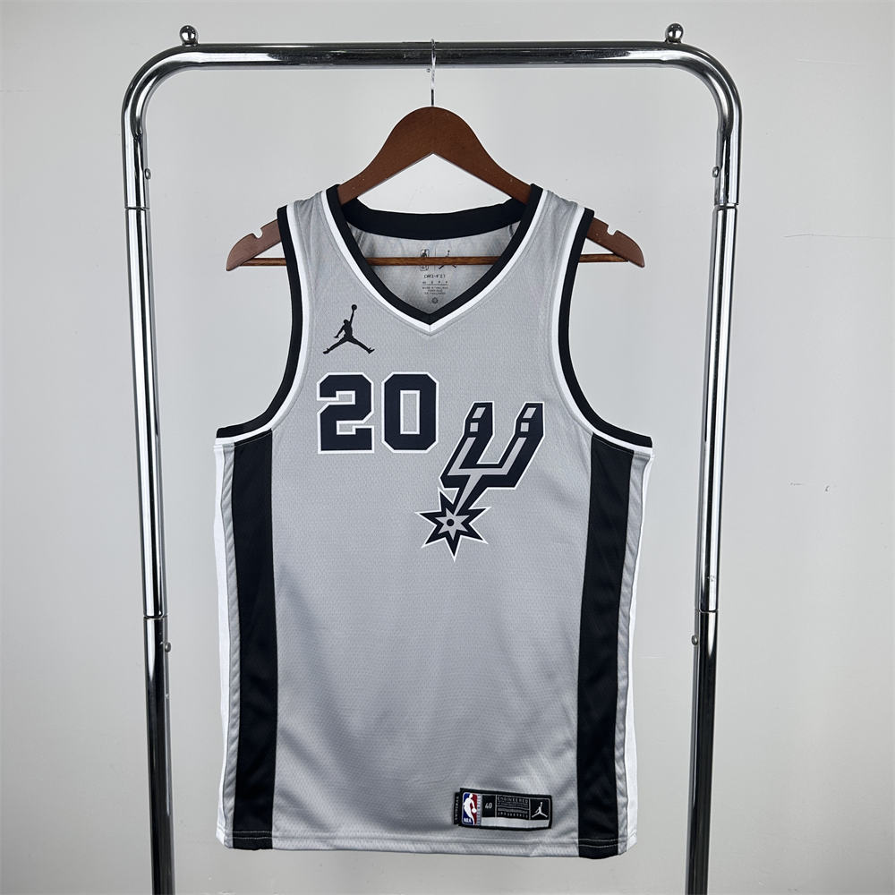 NBA San Antonio Spurs 2021 V-Neck Grey jersey GINOBILI#20 S-XXL