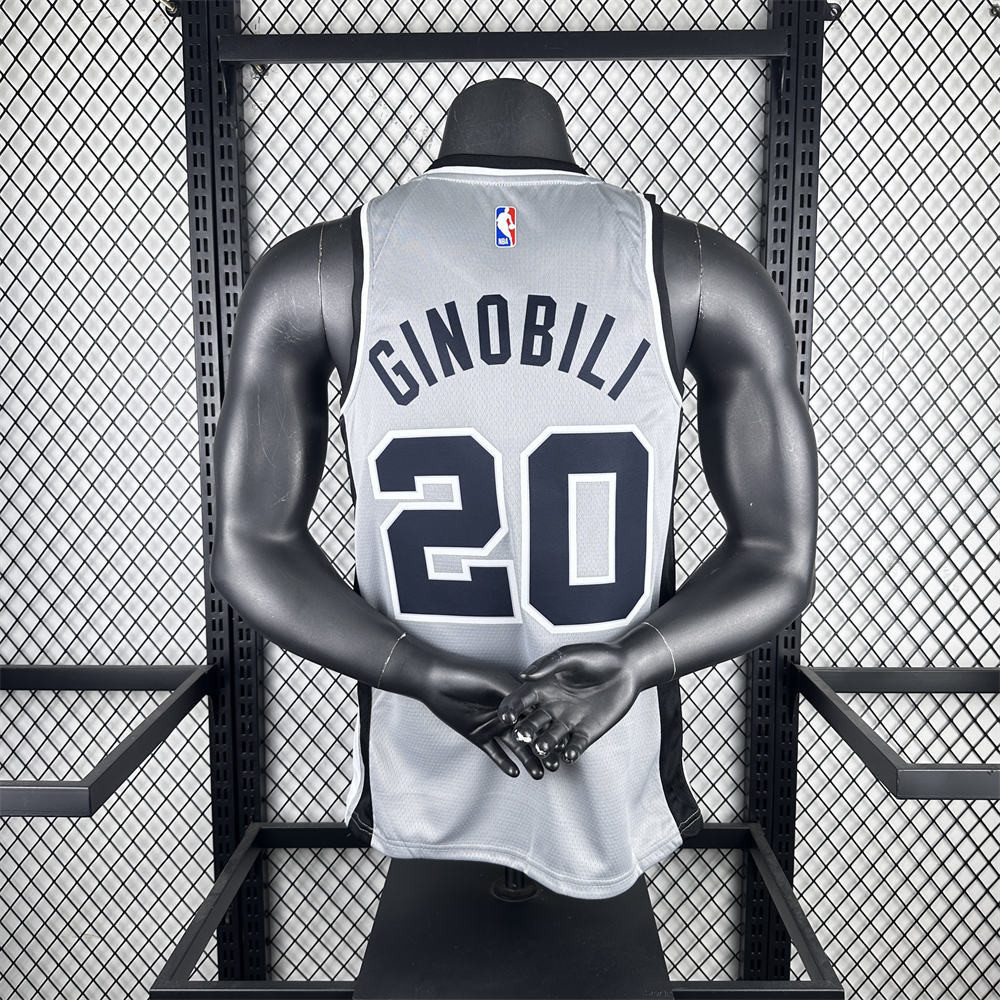 NBA San Antonio Spurs 2021 V-Neck Grey jersey GINOBILI#20 S-XXL