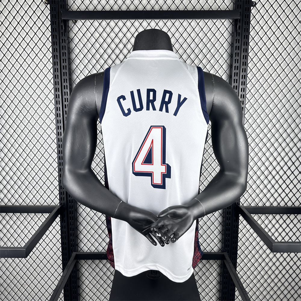 NBA USA 2024 Olympic Games White jersey CURRY#4 S-XXL